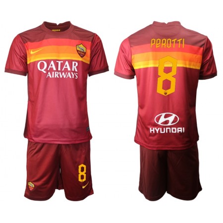 Billiga Fotbollströjor AS Roma Diego Perotti 8 Barn Hemma tröja 2020/21 Kortärmad